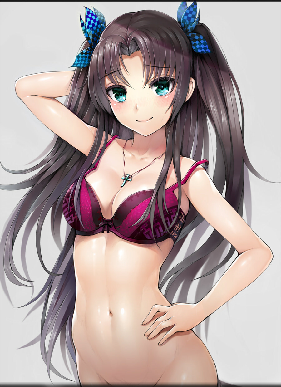 Hisahisahisahisa Fate Stay Night Toosaka Rin Bottomless Bra Cleavage Yande Re